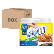 得意 抽取式廚房紙巾 易手抽, 食用級, 乾淨不沾手, 輕鬆抽取 100抽x3包 8袋, 3包, 16袋