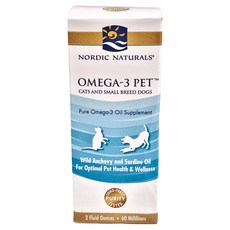 Nordic Naturals 寵物魚油 Omega-3 Pet 貓與小型犬適用 60毫升, 健康護理, 1瓶