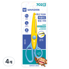 화신 702R 라운드 핑킹가위, 혼합색상, 4개
