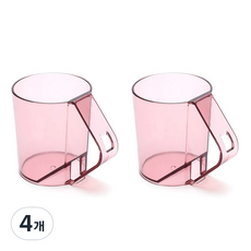 쏠트홍 거꾸로 물빠짐 양치컵 칫솔 거치대, 핑크투명, 4개