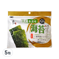良澔 日式無調味海苔, 25g, 5包