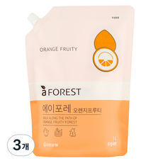 에이포레 유한양행 주방세제 리필 오렌지프루티향, 1000ml, 3개