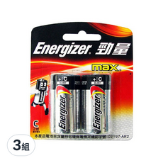 Energizer 勁量 MAX 鹼性電池 2號，10年保質期, 2顆, 3組