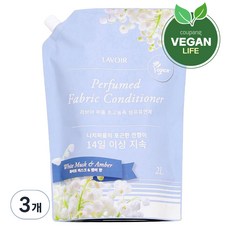 라브아 퍼퓸 섬유유연제 화이트머스크앤앰버 리필, 2L, 3개