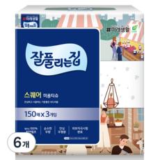 잘풀리는집 스퀘어 미용티슈, 150매, 18개