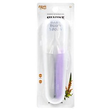 tgm 白金矽膠湯匙 圓頭湯匙 Set, 食品級矽膠材質, 安全無毒, 可高溫消毒, 適合6個月以上寶寶, 紫色+灰色, 1組