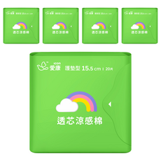 icon 愛康 涼感衛生棉 護墊型 15.5cm 20片, 日本進口棉柔表層, 高效抑菌, 5包