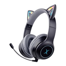FOXXRAY 狐鐳 炫喵響狐低延遲無線電競耳機,RGB炫光貓耳,低延遲無線,舒適耳罩, FXR-HAB-10, 黑色, 1個