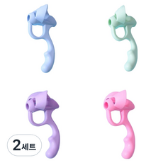 One River矽膠握筆矯正器 4件組, 2套, 藍色、粉紅色、紫色、檸檬綠