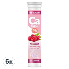 台塑生醫 鈣 + 鎂發泡錠, 20顆, 6瓶