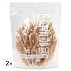 리첼 순중량 강아지간식 1kg, 치킨스틱, 2개