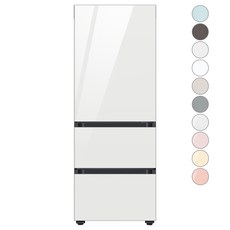 [색상선택형] 삼성전자 비스포크 김치플러스 3도어 키친핏 냉장고 313L 방문설치, 글램화이트+글램화이트, RQ33C74C3AP