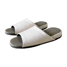 i Slippers 極致風格 厚跟紓壓皮質室內拖鞋 M(23~24.5cm), M(23~24.5cm), 淺米色, 1雙