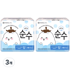 좋은느낌 순수 울트라 날개형 생리대 대형, 16개입, 3개