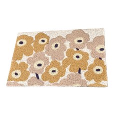 可愛絲圈地墊, 40*60, 奶茶花花圖案, 高彈絲圈編織耐磨耐刮, 60 x 40cm, 奶茶花花, 1個