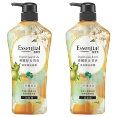 Essential 逸萱秀 香氛精油修護洗髮精 英國梨&百合, 0矽靈添加, 摩洛哥堅果油修護配方, 700ml, 2瓶