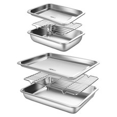Kitchen-Art 長方形不鏽鋼備料盤組, 1號+4號