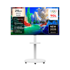 TCL 4K QLED 초슬림 TV + 대형 무빙 스탠드 매트 화이트 세트, 215cm(85인치), 85A400(TV), MSD58W(스탠드), 이동형 스탠드, 방문설치