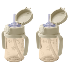 베베락 국내 제조 아이와 PPSU 원터치 빨대컵 210ml, 2개, 크림