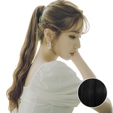 여성 벨크로 포니테일 히피펌 가발, 다크블랙, 1개