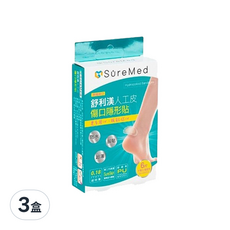 SureMed 舒利渼 人工皮傷口隱形貼 腳跟用 中傷口 6入, 防水 超薄 0.18mm, 40*25mm, 3盒