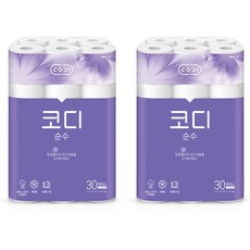 코디 3겹 순수 천연펄프 롤화장지 30m, 30롤, 2개