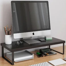 德利生活 螢幕增高架40cm 黑色/黑架, 舒適增高，桌面收納, 1入