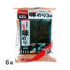 丸德海苔 海藻鹽味海苔 3入, 日本廣島縣產, 無添加化學調味料, 添加海鹽風味, 7.9g, 6袋