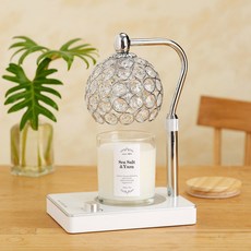 Candle Department Store 閃亮水晶融蠟燈+大豆蠟燭 280g組, 海鹽香櫞, 銀白色