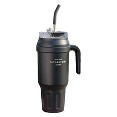 Sitarayuri 手提冰霸杯尊爵黑, 304不鏽鋼內膽, 1480ml, 贈吸管, 尊爵黑, 1.48L, 1個