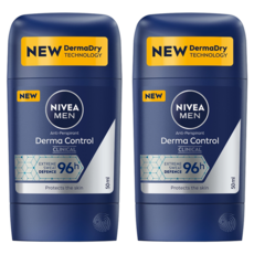 NIVEA 妮維雅 MEN 96H超能科研制汗爽身乳膏 男士, Derma Dry 止汗, 4X 精準制汗, 50ml, 2瓶