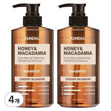 쿤달 허니 앤 마카다미아 네이처 샴푸 체리블라썸향, 500ml, 4개