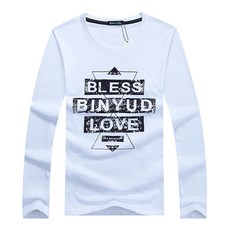 남성용 블레스 로고 힙한 캐주얼 빅사이즈 긴팔 티셔츠