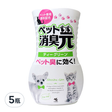 小林製藥 消臭元 室內強力除臭 寵物專用, 濾紙高度可調節氣味濃淡, 芳香可維持1.5~3個月, 400ml, 5瓶