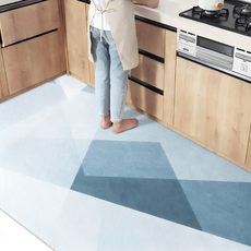 復古花紋PVC抹净地墊，PVC波浪底，加強防滑效果, 120 x 100cm, 幾何藍蝶, 1個