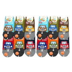 JY SOCKS 靴下屋 兒童款 直版襪 汽車 7-12歲 Set 12雙, 7~12歲 19~23cm