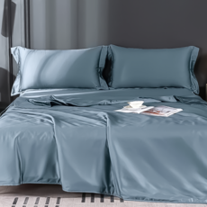 TENCEL 60支100%純天絲簡約素色單人薄被套, 135cmx195cm, 195 x 135cm, 霧霾藍