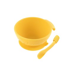 BUMKiNS 寶寶白金矽膠餐碗組 (迪士尼系列), 100%矽膠, 耐熱 -40°C~+175°C, 適用年齡6個月以上, 碗 + 湯匙, 小熊維尼, 1組