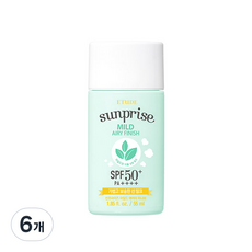 에뛰드 선프라이즈 마일드 에어리 피니쉬 선밀크 SPF50+ PA++++, 6개, 55ml