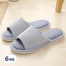 두발로 스트라이프 룸 인생 거실화, 블루, 6세트