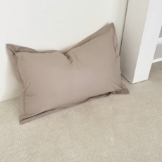 法式壓框枕套 Set, 48x74cm 水洗棉, 歐蕾奶茶, 48 x 74cm, 1組