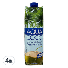 AQUA COCO 100%椰子水, 1L, 4瓶