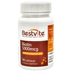 Bestvite 生物素膠囊, 5000mcg, 90 顆膠囊, 90顆, 1罐