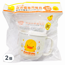 PiYOPiYO 黃色小鴨 牛奶杯, 微波爐專用餐具 輕量 不易摔破 附單邊掛耳, 7.8*6.7cm, 2個