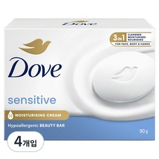 도브 센스티브 뷰티 바 클렌징 비누, 90g, 4개입