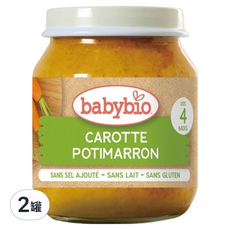 babybio 生機蔬菜泥 南瓜+紅蘿蔔 2罐入 (4個月以上適用) 法國原裝進口, 南瓜 + 紅蘿蔔, 2罐, 130g
