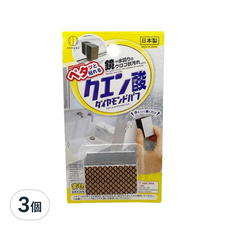 KOKUBO 小久保工業所 檸檬酸鑽石除水垢海綿, 適用於玻璃鏡面/不鏽鋼/水龍頭, 背部可貼附設計, 3個, 2.5 x 4 x 2.8cm