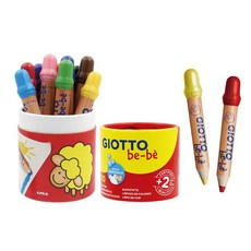 GIOTTO be-be 可洗式寶寶木質蠟筆套裝, 外層包覆杉木, 易於清洗, 防啃咬後蓋, 大尺寸筆桿, 10色, 1組