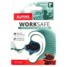 ALPINE 頂級工作聽力保護耳塞 附收納盒，安全防護，特殊工作過濾器，完美貼合，柔軟觸感，易於清潔，可重複使用, 1組