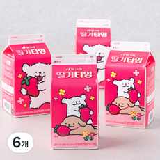 빙그레 딸기타임 가공유, 2L, 6개